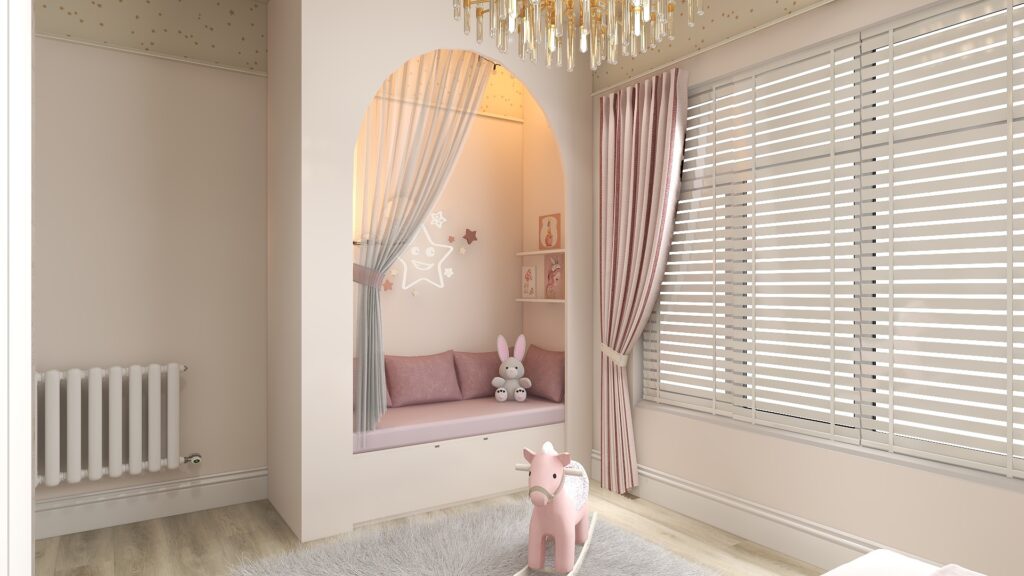Children's bedroom in Guernsey townhouse with bespoke joinery