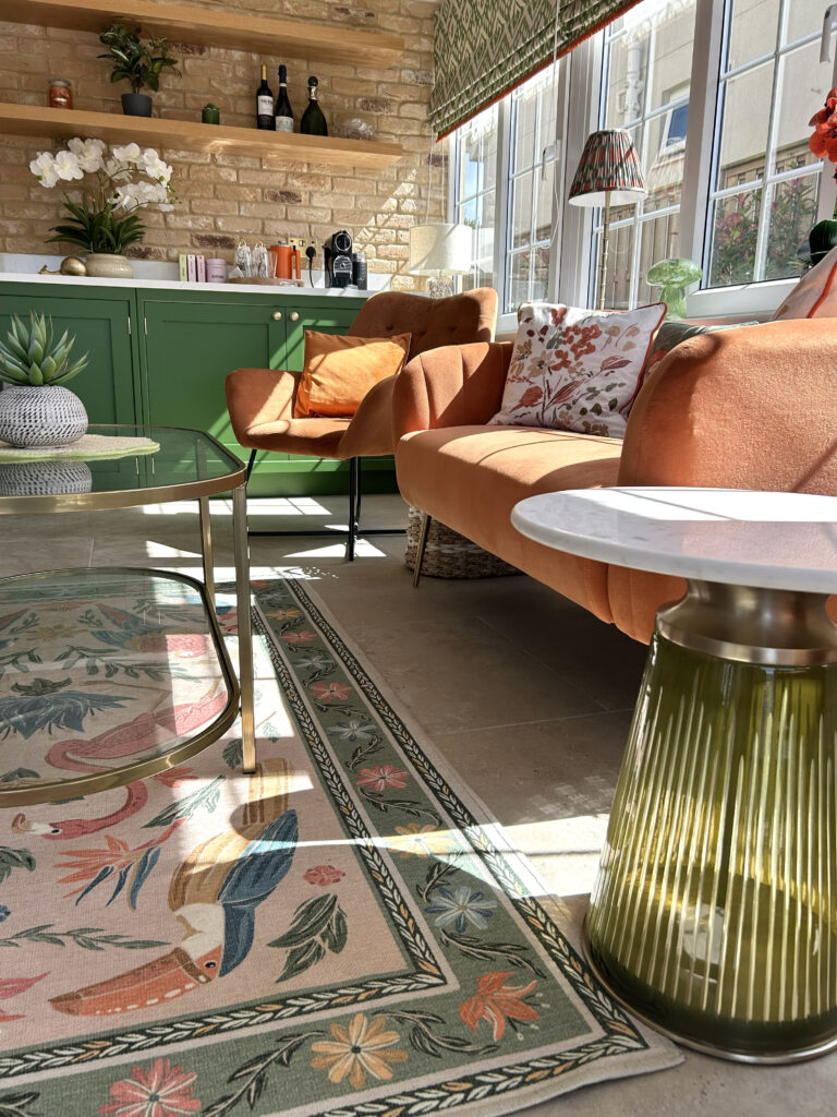 Open Plan Interior Design Guernsey with blinds and furniture selection.